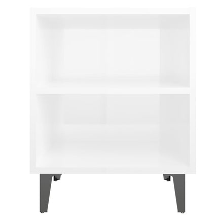 sengeborde med metalben 40x30x50 cm hvid højglans
