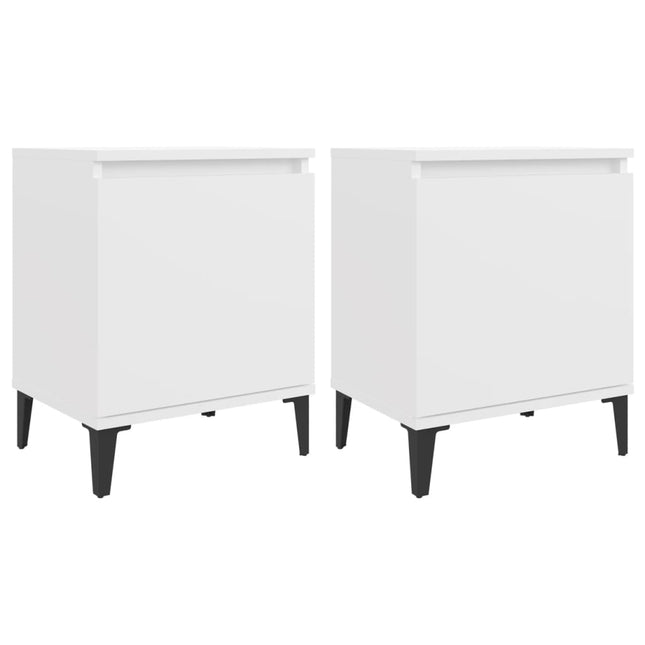 sengeborde med metalben 40x30x50 cm hvid