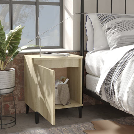 sengebord med metalben 40x30x50 cm sonoma-eg