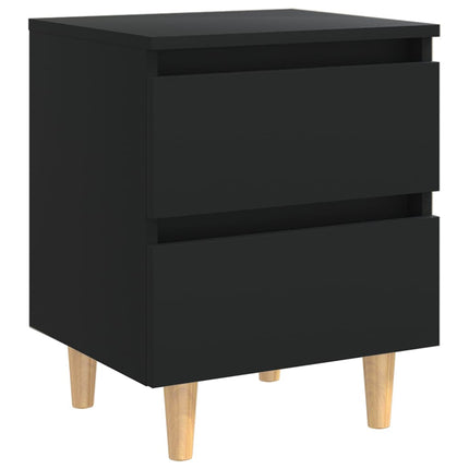 sengeskabe med ben i massivt fyrretræ 2 stk. 40x35x50 cm sort