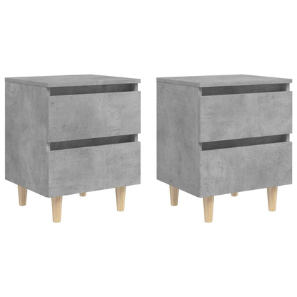 sengeskabe med ben i massivt fyrretræ 2stk. 40x35x50cm betongrå
