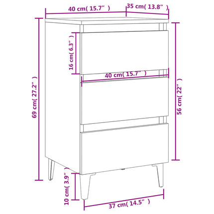 sengeskab m. metalben 40x35x69 cm sort