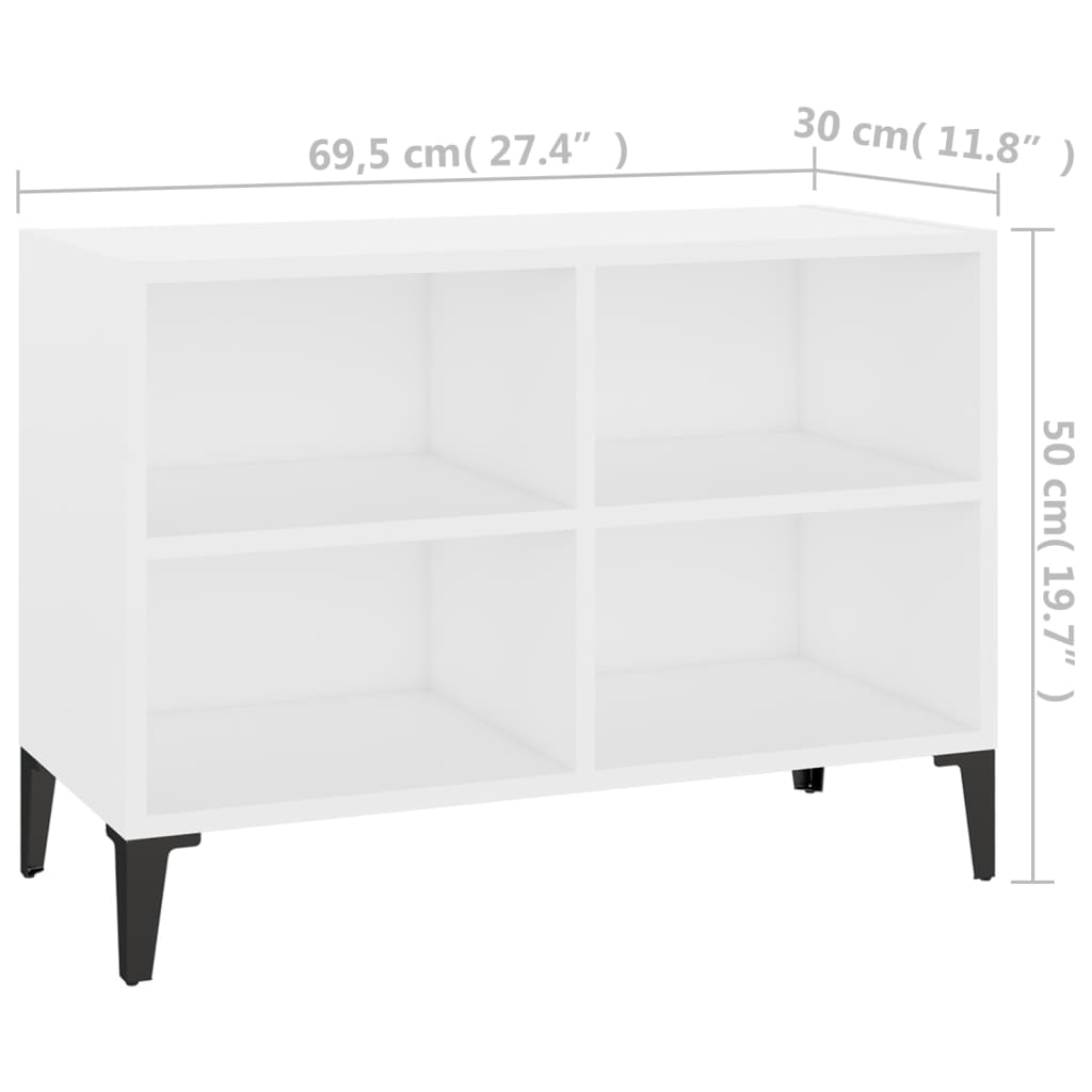 tv-skab med metalben 69,5x30x50 cm hvid
