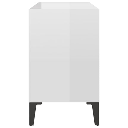 tv-skab med metalben 69,5x30x50 cm hvid højglans