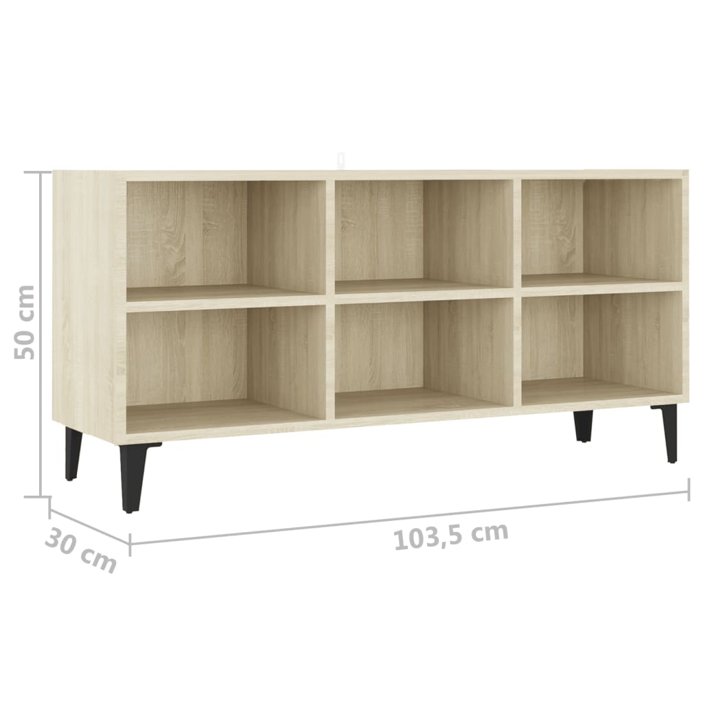 tv-skab med metalben 103,5x30x50 cm sonoma-eg