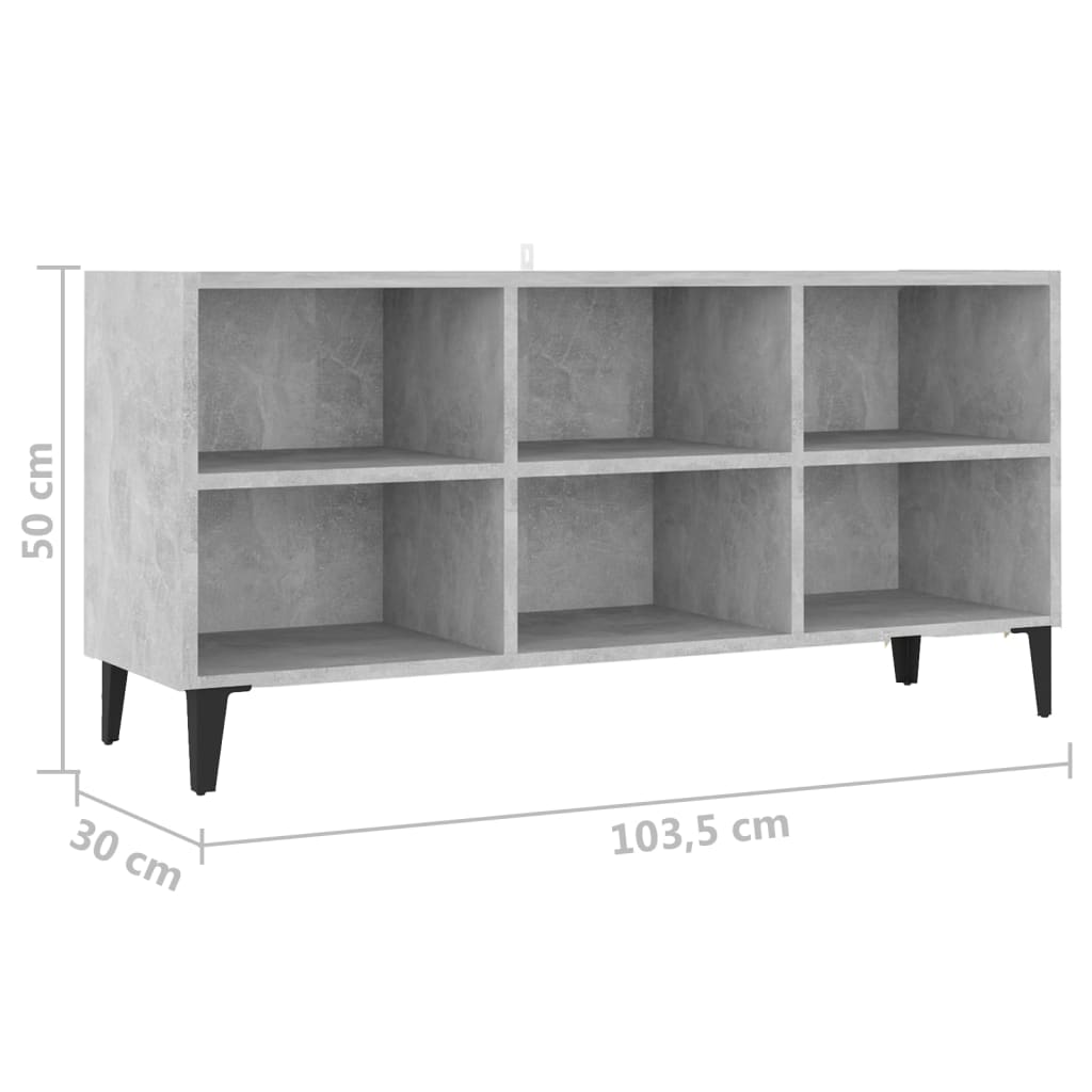 tv-skab med metalben 103,5x30x50 cm betongrå