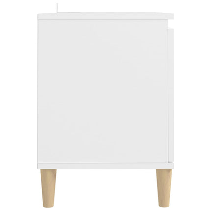 tv-bord med massive træben 103,5x35x50 cm hvid