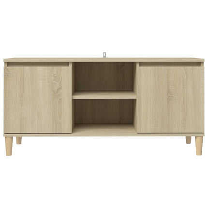 tv-bord med massive træben 103,5x35x50 cm sonoma-eg