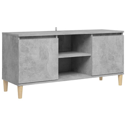 tv-bord med massive træben 103,5x35x50 cm betongrå