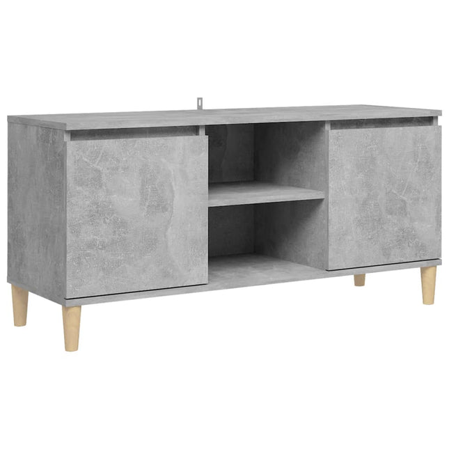 tv-bord med massive træben 103,5x35x50 cm betongrå