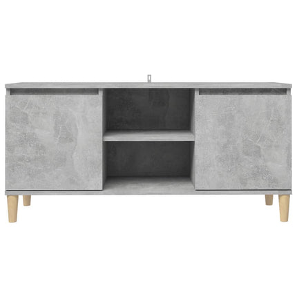 tv-bord med massive træben 103,5x35x50 cm betongrå