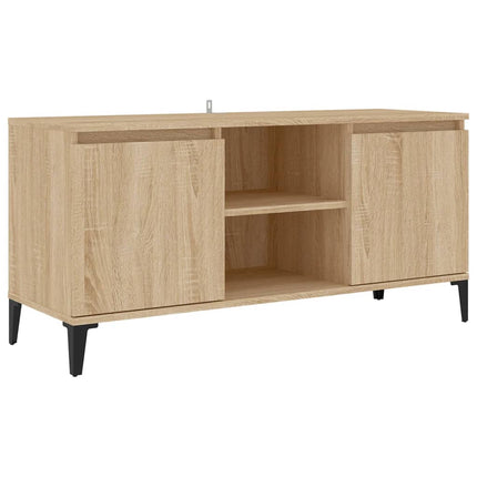 tv-skab med metalben 103,5x35x50 cm sonoma-eg