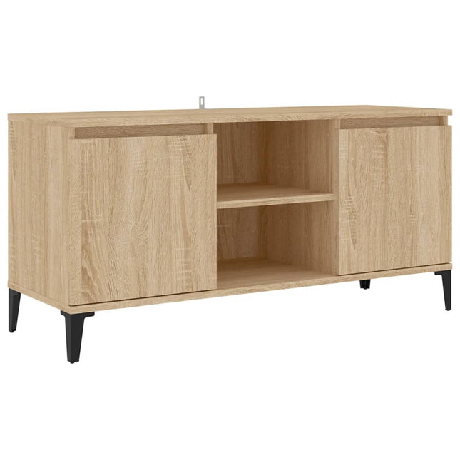 tv-skab med metalben 103,5x35x50 cm sonoma-eg