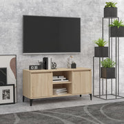 tv-skab med metalben 103,5x35x50 cm sonoma-eg