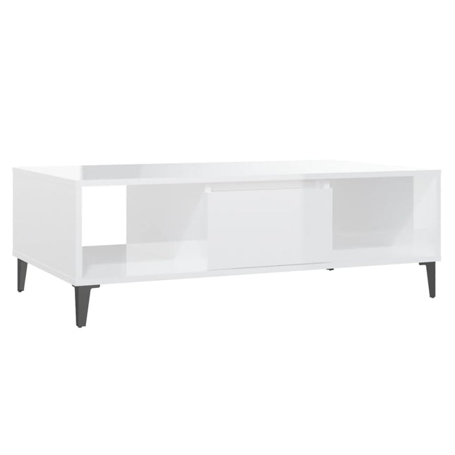 sofabord 103,5x60x35 cm konstrueret træ hvid højglans