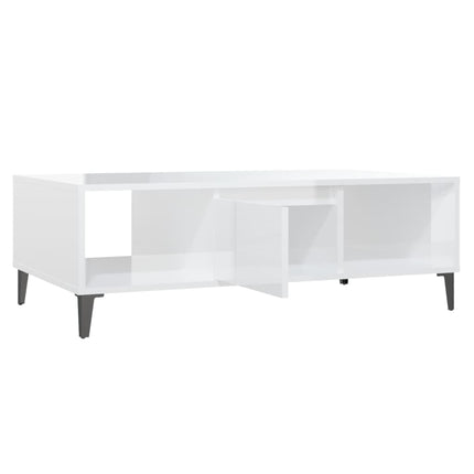 sofabord 103,5x60x35 cm konstrueret træ hvid højglans