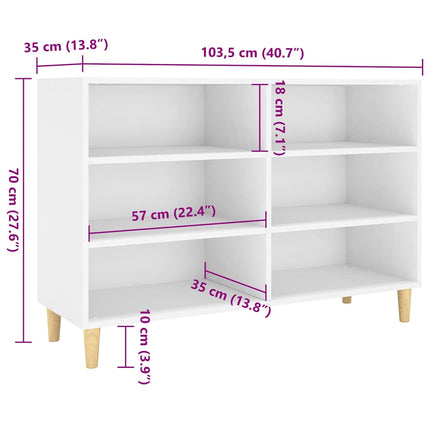 skænk 103,5x35x70 cm konstrueret træ hvid