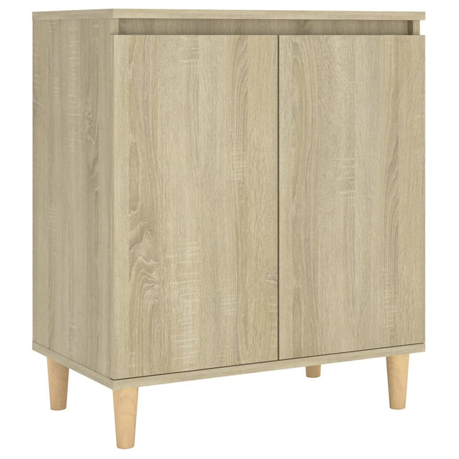 skænk med massive træben 60x35x70 cm konstrueret træ sonoma-eg