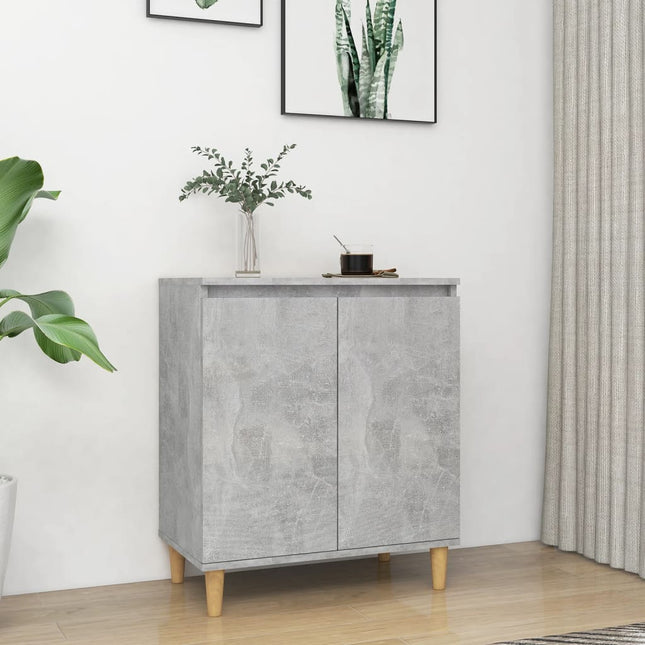 skænk med massive træben 60x35x70 cm konstrueret betongrå