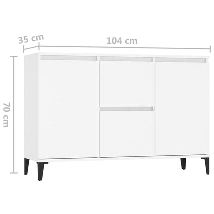 skænk 102x35x70 cm konstrueret træ hvid