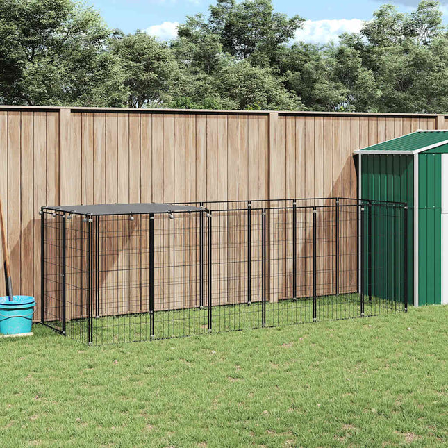 hundeløbegård 330x110x110 cm stål sort