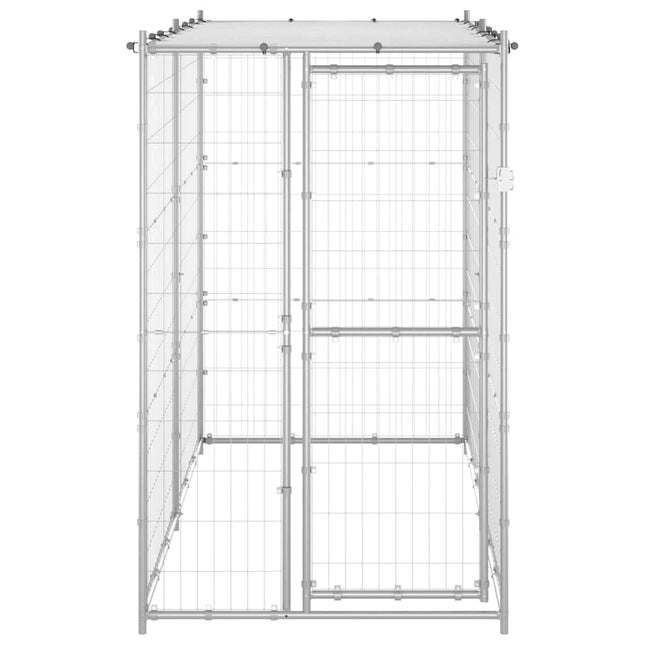 udendørs hundebur med tag galvaniseret stål 110x220x180 cm