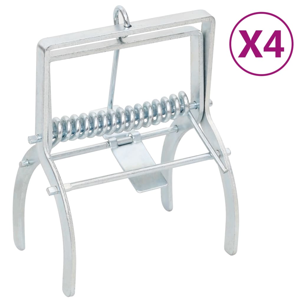 muldvarpefælder 4 stk. galvaniseret stål sølvfarvet