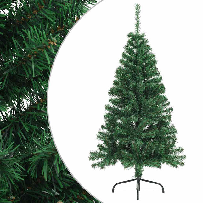 kunstigt halvt juletræ med juletræsfod 120 cm PVC grøn