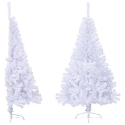 kunstigt halvt juletræ med juletræsfod 150 cm PVC hvid