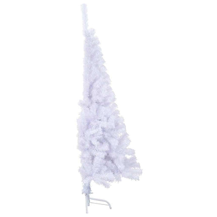 kunstigt halvt juletræ med juletræsfod 150 cm PVC hvid