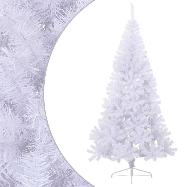kunstigt halvt juletræ med juletræsfod 210 cm PVC hvid