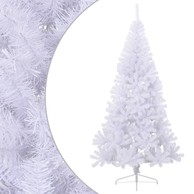 kunstigt halvt juletræ med juletræsfod 240 cm PVC hvid
