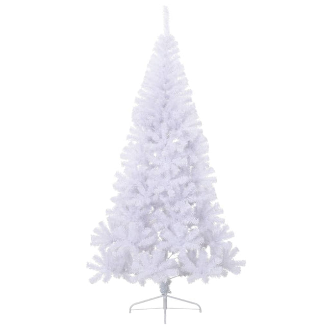 kunstigt halvt juletræ med juletræsfod 240 cm PVC hvid