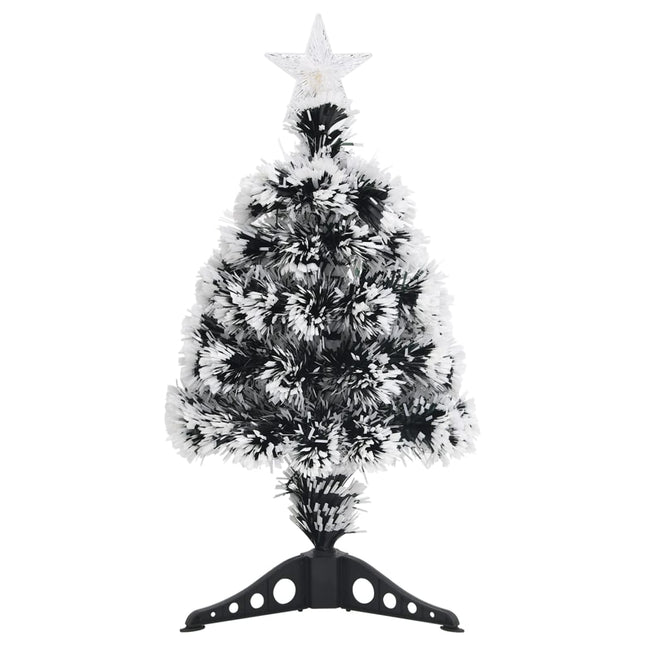 juletræ med LED-lys 64 cm fiberoptisk grøn og hvid