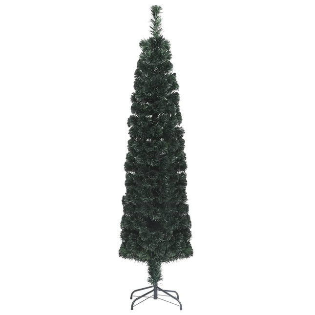 kunstigt smalt juletræ med juletræsfod 150 cm fiberoptisk