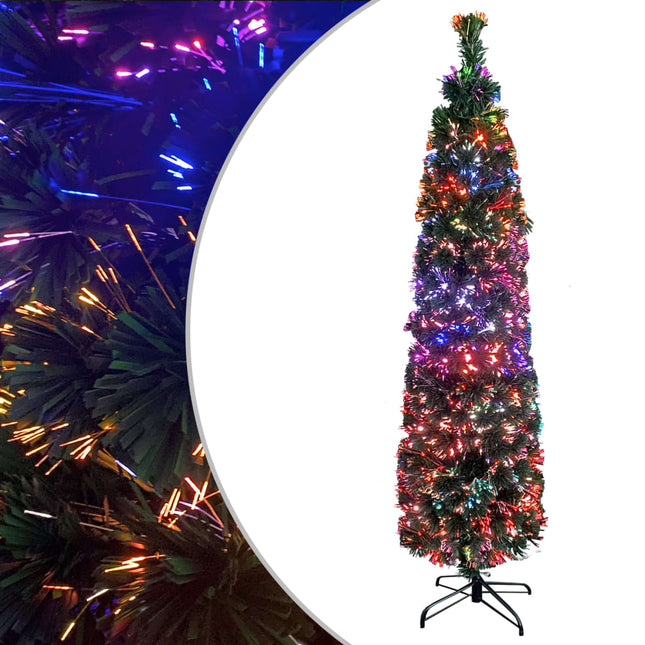 kunstigt smalt juletræ med juletræsfod 180 cm fiberoptisk