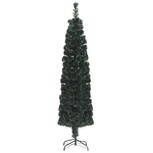kunstigt smalt juletræ med juletræsfod 180 cm fiberoptisk