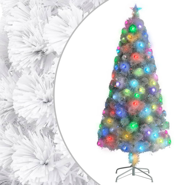 kunstigt juletræ med lys 150 cm fiberoptisk hvid