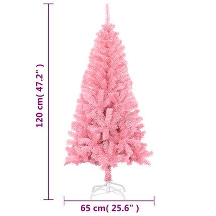 kunstigt juletræ med fod 120 cm PVC lyserød