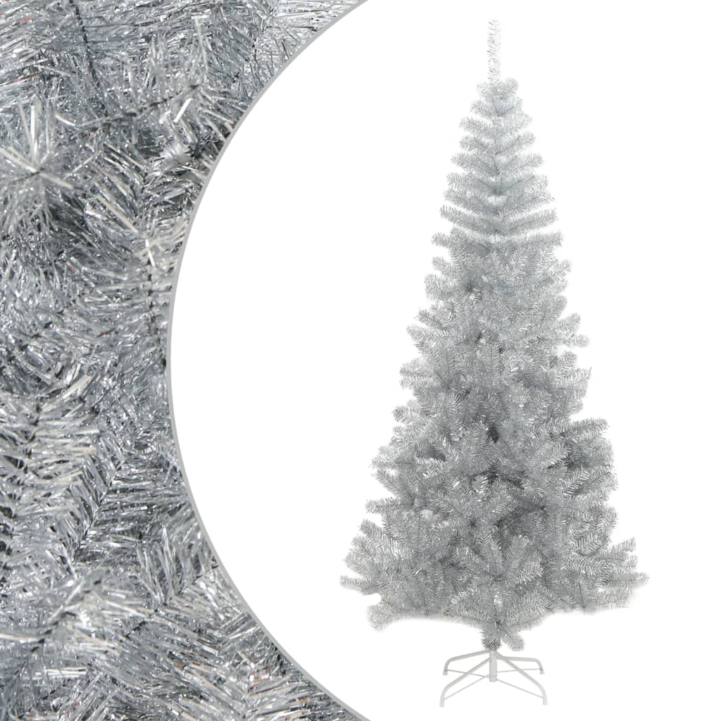 kunstigt juletræ med juletræsfod 240 cm PET sølvfarvet