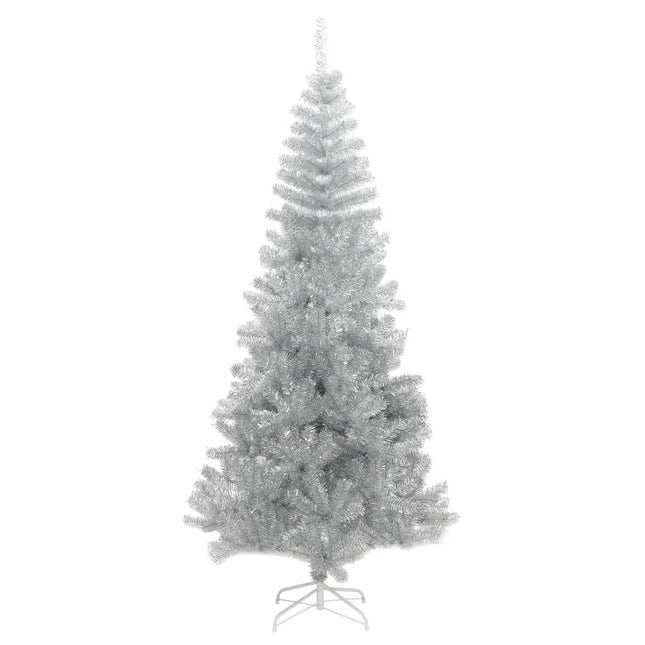 kunstigt juletræ med juletræsfod 240 cm PET sølvfarvet