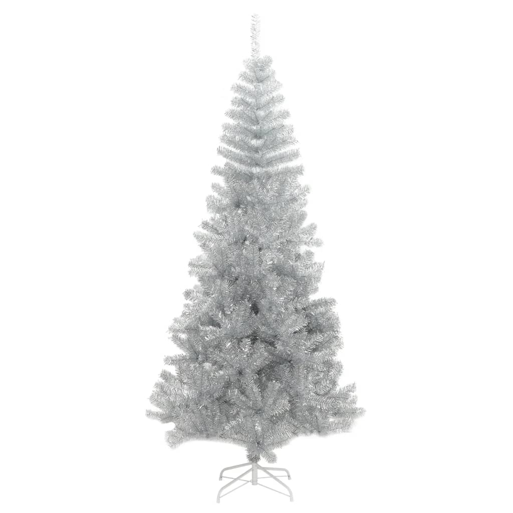 kunstigt juletræ med juletræsfod 240 cm PET sølvfarvet