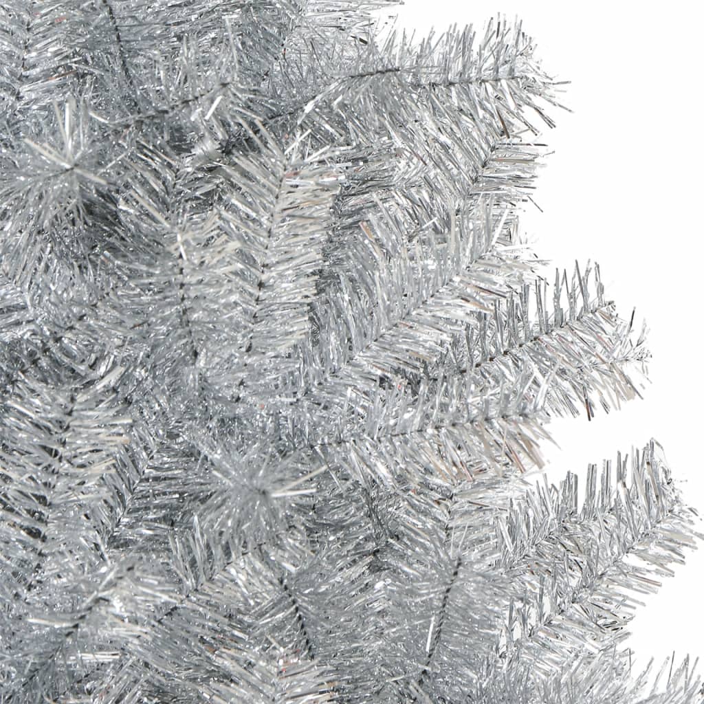 kunstigt juletræ med juletræsfod 240 cm PET sølvfarvet