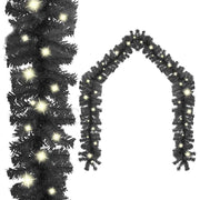 juleguirlande med LED-lys 10 m sort