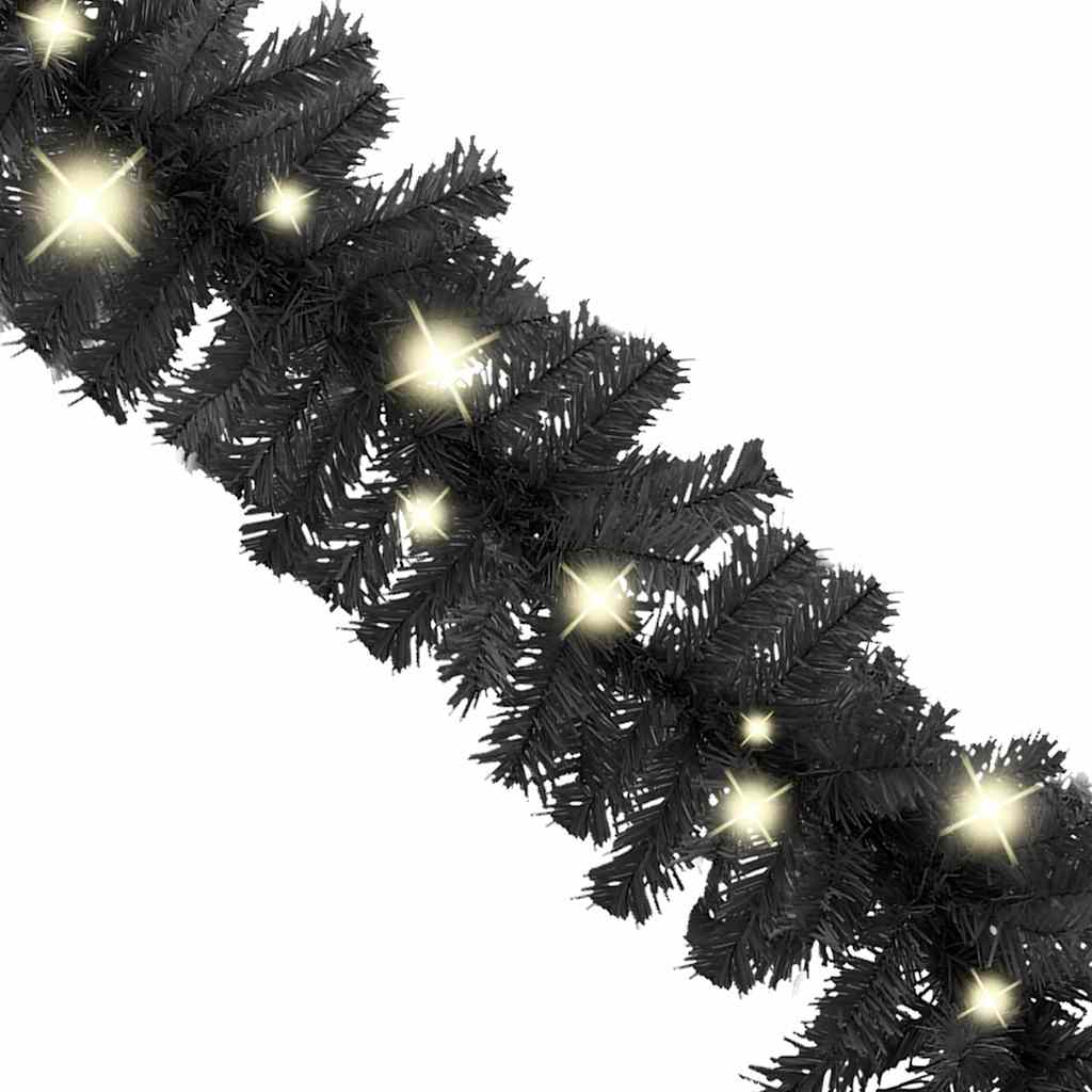 juleguirlande med LED-lys 10 m sort