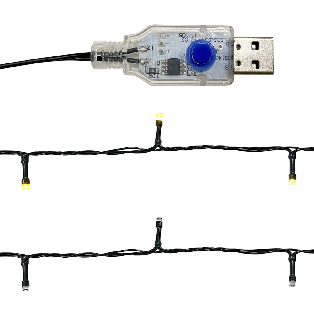 juleguirlande med LED-lys 10 m sort
