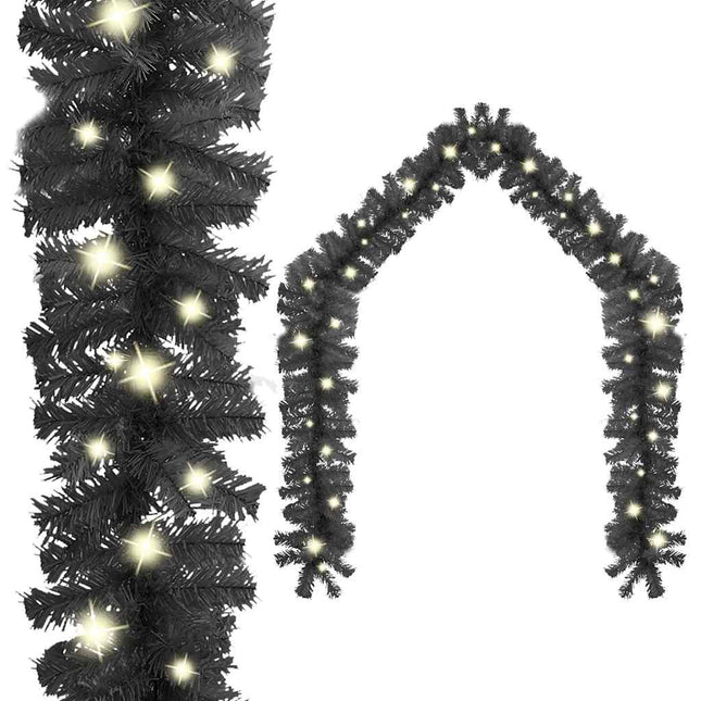 juleguirlande med LED-lys 20 m sort