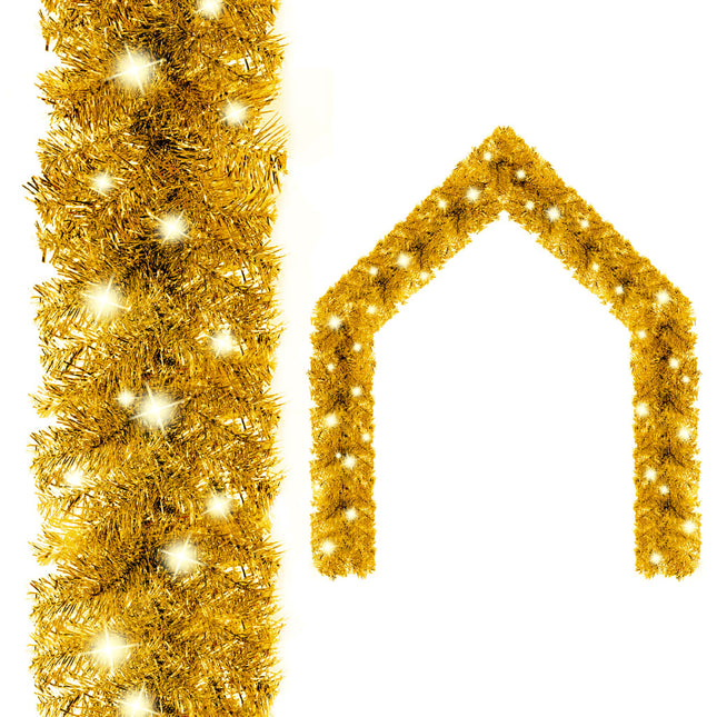 juleguirlande med LED-lys 5 m guldfarvet