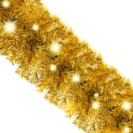 juleguirlande med LED-lys 5 m guldfarvet