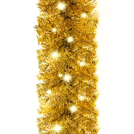 juleguirlande med LED-lys 5 m guldfarvet